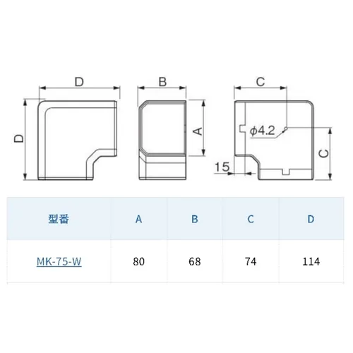 MK】平面コーナー90° | 製品情報 | 因幡電工 INABA DENKO